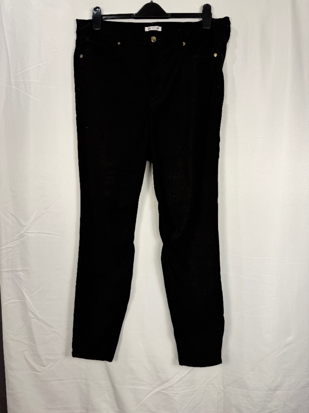 GOOD AMERICAN: Mid Rise Slim Leg Stretch Velvet Pants - Black